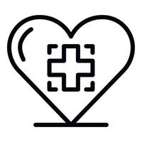 Medical cross in the heart icon, outline style vector