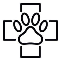 Paw in the medical cross icon, outline style vector