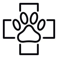 Paw in the medical cross icon, outline style vector