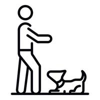 el perro juega con el icono del hombre, el estilo de esquema vector