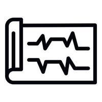 icono de impresión de ecg, estilo de esquema vector