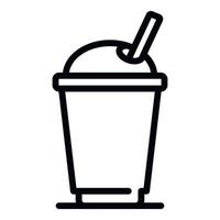 Juice plastic cup icon, outline style vector