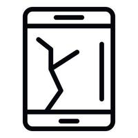 Broken display smartphone icon, outline style vector