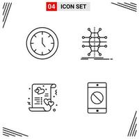 4 Icons Line Style Grid Based Creative Outline Symbols for Website Design Simple Line Icon Signs Isolated on White Background 4 Icon Set Creative Black Icon vector background