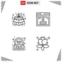 4 Icons Line Style Grid Based Creative Outline Symbols for Website Design Simple Line Icon Signs Isolated on White Background 4 Icon Set Creative Black Icon vector background