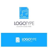 archivo de computadora de audio mp3 muestra logotipo sólido azul con lugar para el eslogan vector