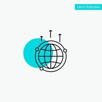 globo negocio comunicación conexión mundo global turquesa resaltar círculo punto vector icono