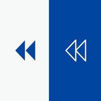 Control Media Rewind Video Line and Glyph Solid icon Blue banner Line and Glyph Solid icon Blue banner vector