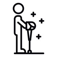 Man take crutch icon, outline style vector