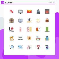 25 Thematic Vector Flat Colors and Editable Symbols of user communication mail analytics bag Editable Vector Design Elements