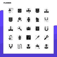 25 conjunto de iconos de plomero plantilla de ilustración de vector de icono de glifo sólido para ideas web y móviles para empresa comercial