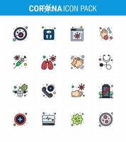 16 Flat Color Filled Line Coronavirus disease and prevention vector icon vaccine flu browser water drop soap viral coronavirus 2019nov disease Vector Design Elements