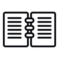 Open notebook icon, outline style vector
