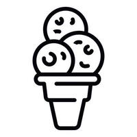 icono de tres bolas de helado, estilo de esquema vector