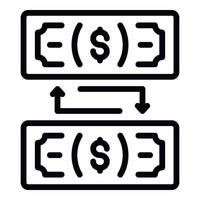 Dollar banknote exchange icon, outline style vector