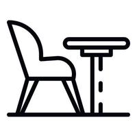 Armchair and round table icon, outline style vector