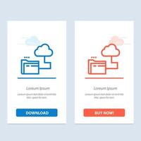 Cloud Folder Storage File  Blue and Red Download and Buy Now web Widget Card Template vector