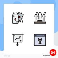 User Interface Pack of 4 Basic Filledline Flat Colors of cards podium casino businessmen chart Editable Vector Design Elements