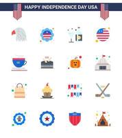 16 Creative USA Icons Modern Independence Signs and 4th July Symbols of cup international flag drink flag glass Editable USA Day Vector Design Elements