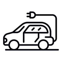 Electric car icon, outline style vector