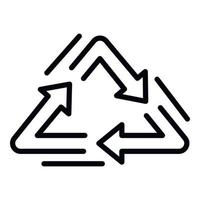 icono de triángulo de reciclaje, estilo de esquema vector