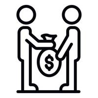 Man give corruption bag icon, outline style vector