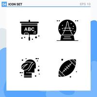 Modern 4 solid style icons Glyph Symbols for general use Creative Solid Icon Sign Isolated on White Background 4 Icons Pack Creative Black Icon vector background