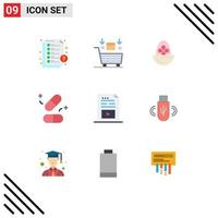 Stock Vector Icon Pack of 9 Line Signs and Symbols for science pills valentine medicine egg Editable Vector Design Elements