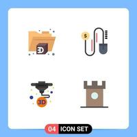 Group of 4 Flat Icons Signs and Symbols for printer ancient dollar machine dessert Editable Vector Design Elements