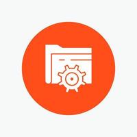 Folder Setting Gear Computing white glyph icon vector