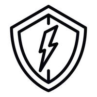 Electric protect shield icon, outline style vector