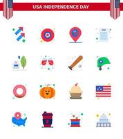 16 iconos creativos de estados unidos signos de independencia modernos y símbolos del 4 de julio de la ubicación de plumas americanas declaración de independencia de adobe elementos de diseño vectorial del día de estados unidos editables vector