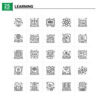 25 Learning icon set vector background