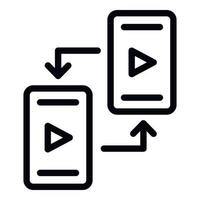 Smartphone data exchange icon, outline style vector