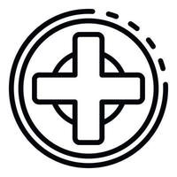 Medical cross icon, outline style vector