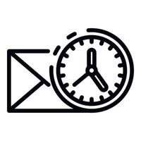 icono del centro de servicio de tiempo de correo, estilo de contorno vector