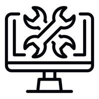 Monitor service center icon, outline style vector