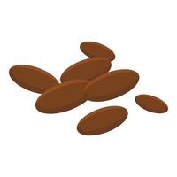 icono de nueces de cacao, estilo isométrico vector