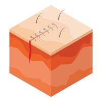 Medical surgical suture icon, isometric style vector