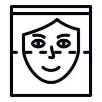 icono de reconocimiento facial, estilo de contorno vector