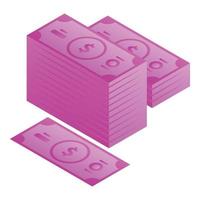 Money stack icon, isometric style vector