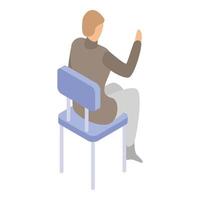 Man at chair icon, isometric style vector