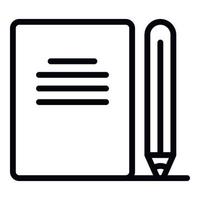 Notebook pencil icon, outline style vector