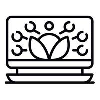 Laptop plant grow control icon, outline style vector