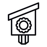 Floral bird house icon, outline style vector
