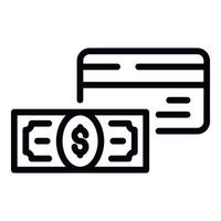 icono de tarjeta de crédito de transferencia de dinero, estilo de esquema vector
