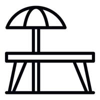 Table and umbrella icon, outline style vector