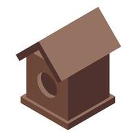 Autumn bird house icon, isometric style vector