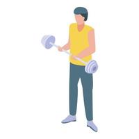 Man dumbbell icon, isometric style vector