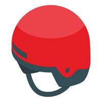 icono de casco de esquí rojo, estilo isométrico vector